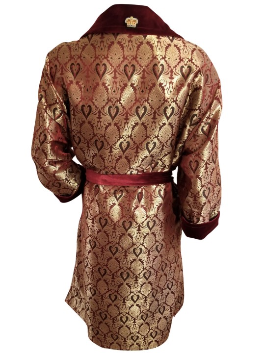 Orphic Cherry Brocade Silk Robe